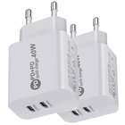 Двойное зарядное устройство PD USB C Mini, 40 Вт, PD3.0, быстрое зарядное устройство для ЕССШАВеликобритании, Тип C, зарядное устройство для телефона для iPhone 13, 12 Pro Max, Huawei, Xiaomi, Samsung