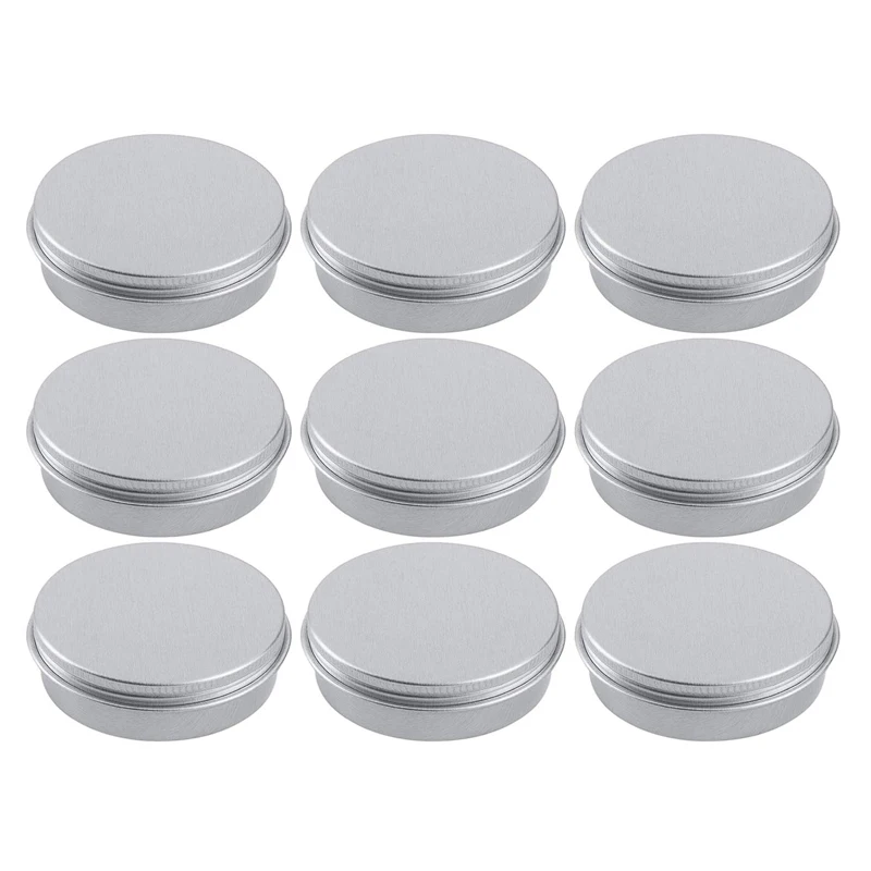 100Pcs 60g 2Oz Round Silver Aluminum Metal Tin Storage Jar Containers With Screw Top Lids For Cosmetic, Lip Balm,DIY Salves