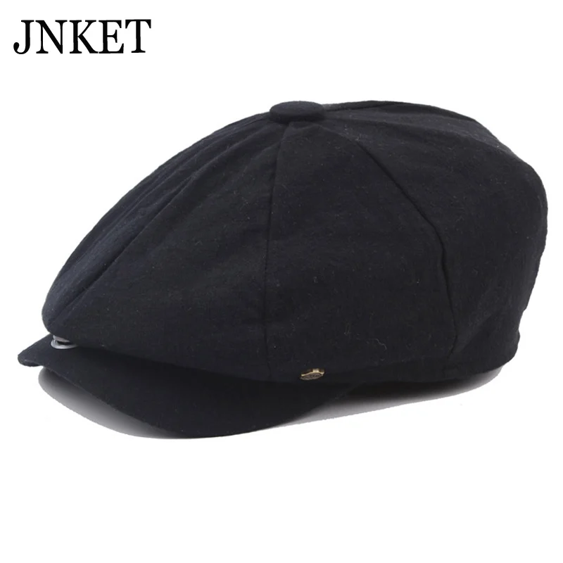 

JNKET Ретро осенне-зимняя шапка, Повседневная восьмиугольная шапка, мужские и женские плоские шапки, кепка газетчика, хлопковая шапка, берет, к...