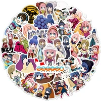 50pcs new yuru camp%e2%96%b3 cartoon anime graffiti stickers guitar skateboard phone notebook deco sticker kid toy christmas gift gift