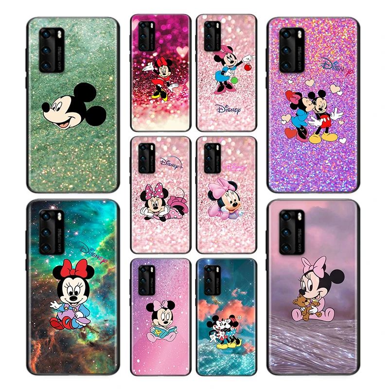 

For Huawei P40 P30 P20 P50 Pro Plus P10 P9 P8 Lite 2019 2017 RU E Mini Black Mickey Minnie colorful Soft TPU Phone Case