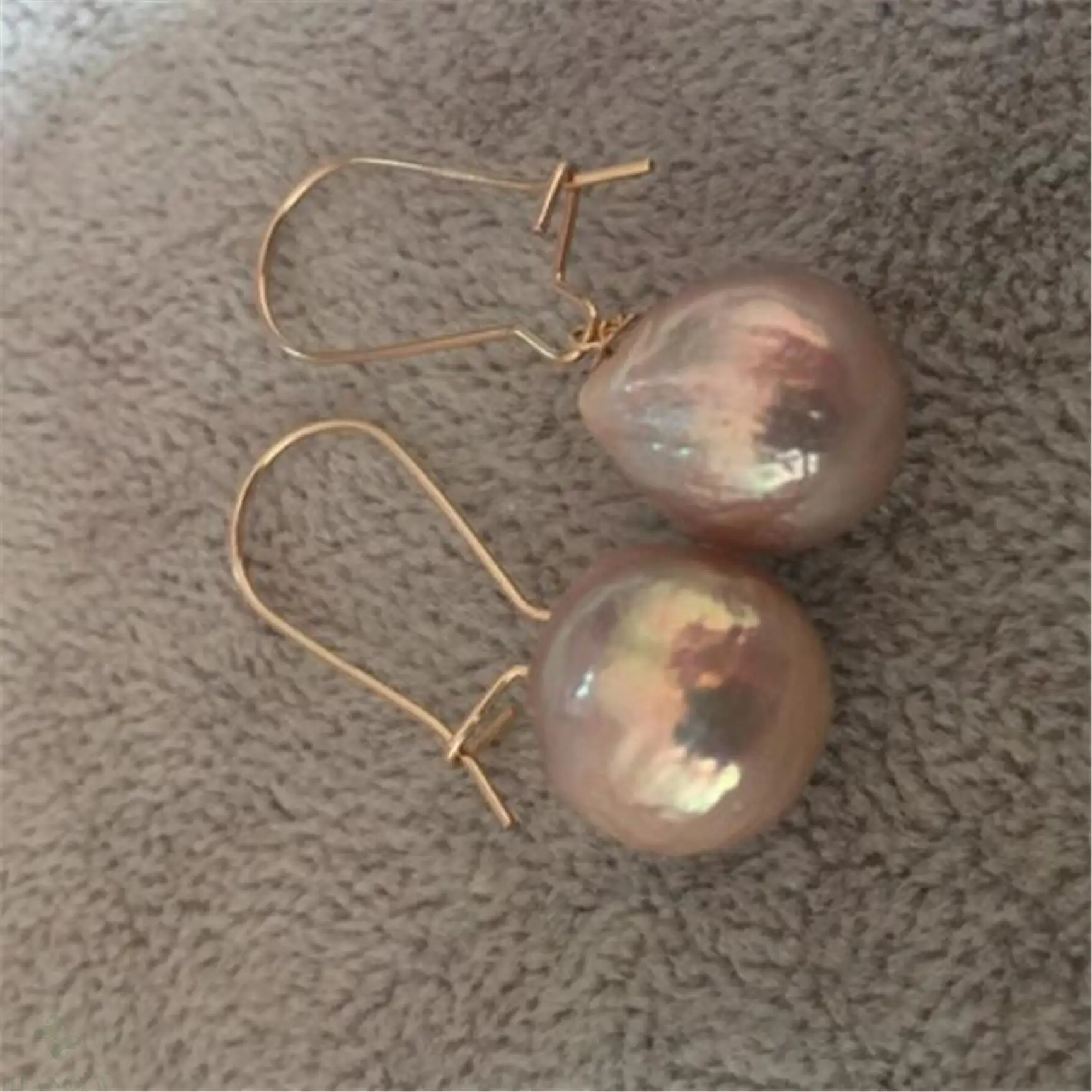 Натуральные культивированные серьги с барочным жемчугом золотые Висячие