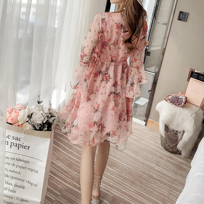 Женское шифоновое платье Элегантное повседневное пляжное мини с высокой