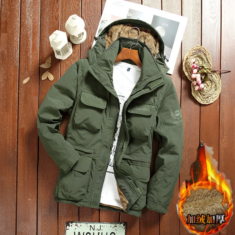 Men's Clothing New  Winter Men's Plus Velvet Removable Sleeve Jacket Casual Outdoor Warm Cotton Clothing Winter Jacket Men