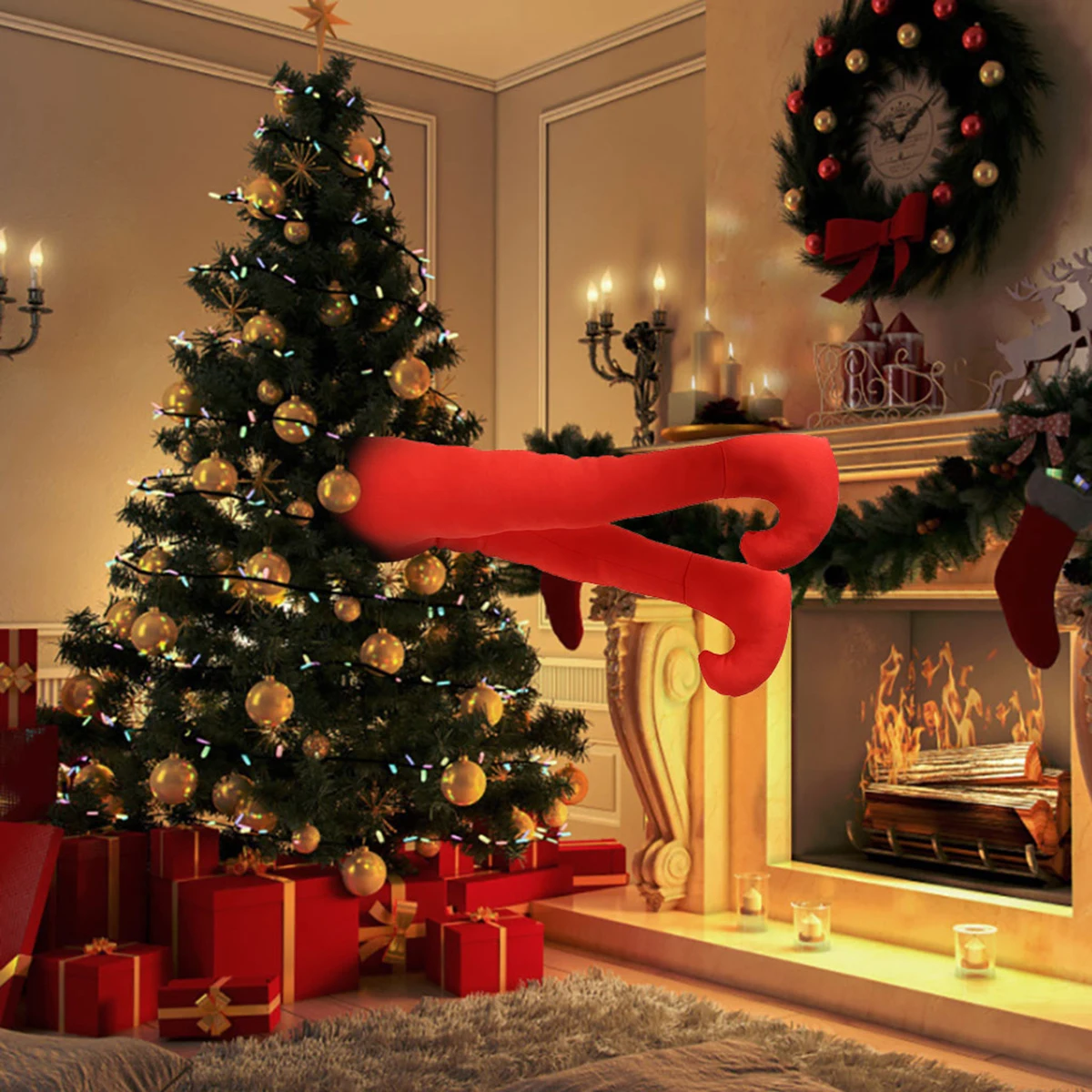 

1PC Christmas Stuffed Legs 15.7x5.9x3.15" Stuffed Legs Xmas Tree Decoration Party Ornaments
