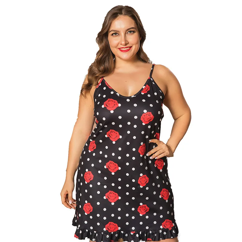 

Hc230 Floral Hip Skirt Sexy Printing Suspender Skirt Home Wear Pajamas