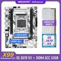 machinist x99 motherboard lga 2011 3 set kit with intel xeon e5 2670 v3 processor 32g48 ddr4 ecc 2133mhz four channe x99 k9