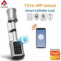 tuya smart app unlock door lock cylinder fingerprint password mechanical key unlock biometric electronic smart door lock keyless