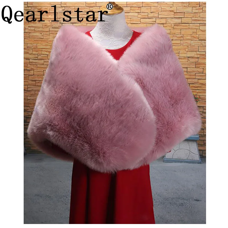 Новинка свадебные накидки Qearlstar из искусственного лисьего меха Роскошные шали