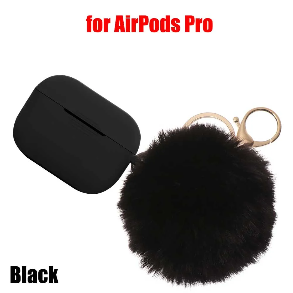 Модный защитный чехол для Air Pods 1/2, чехол для наушников, силиконовый чехол с защитой от падения, милый меховой шарик, брелок для Airpods/Airpods Pro - Цвет: B for AirPods Pro