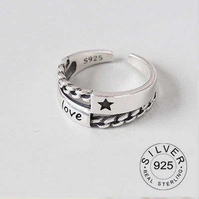 

Vintage Silver Color Metal Punk Letter Open Rings For Women And Men Design Finger Rings Party Fashion Jewelry Gifts LETTER