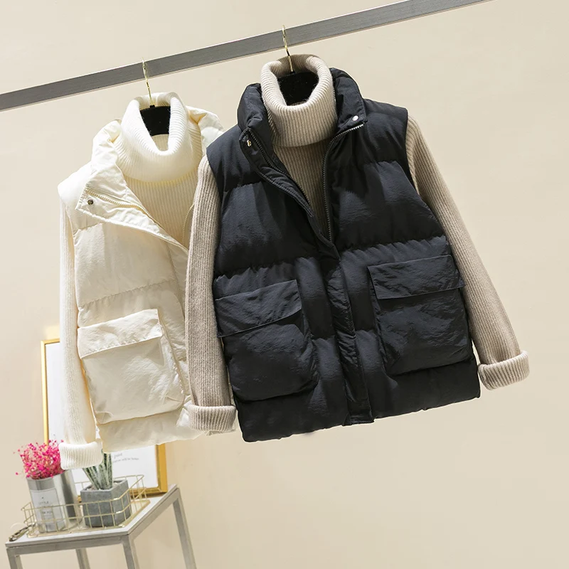 2019 зимний жилет куртка Женская мода вышивка без рукавов хлопковое пальто