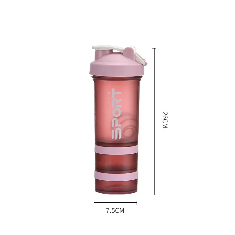 

450ml Shaker Bottle Three-layer Shaker Cup Fitness Milkshake Cup Fitness Water Cups Plastic Water Bottle Tour Drinking Bottle
