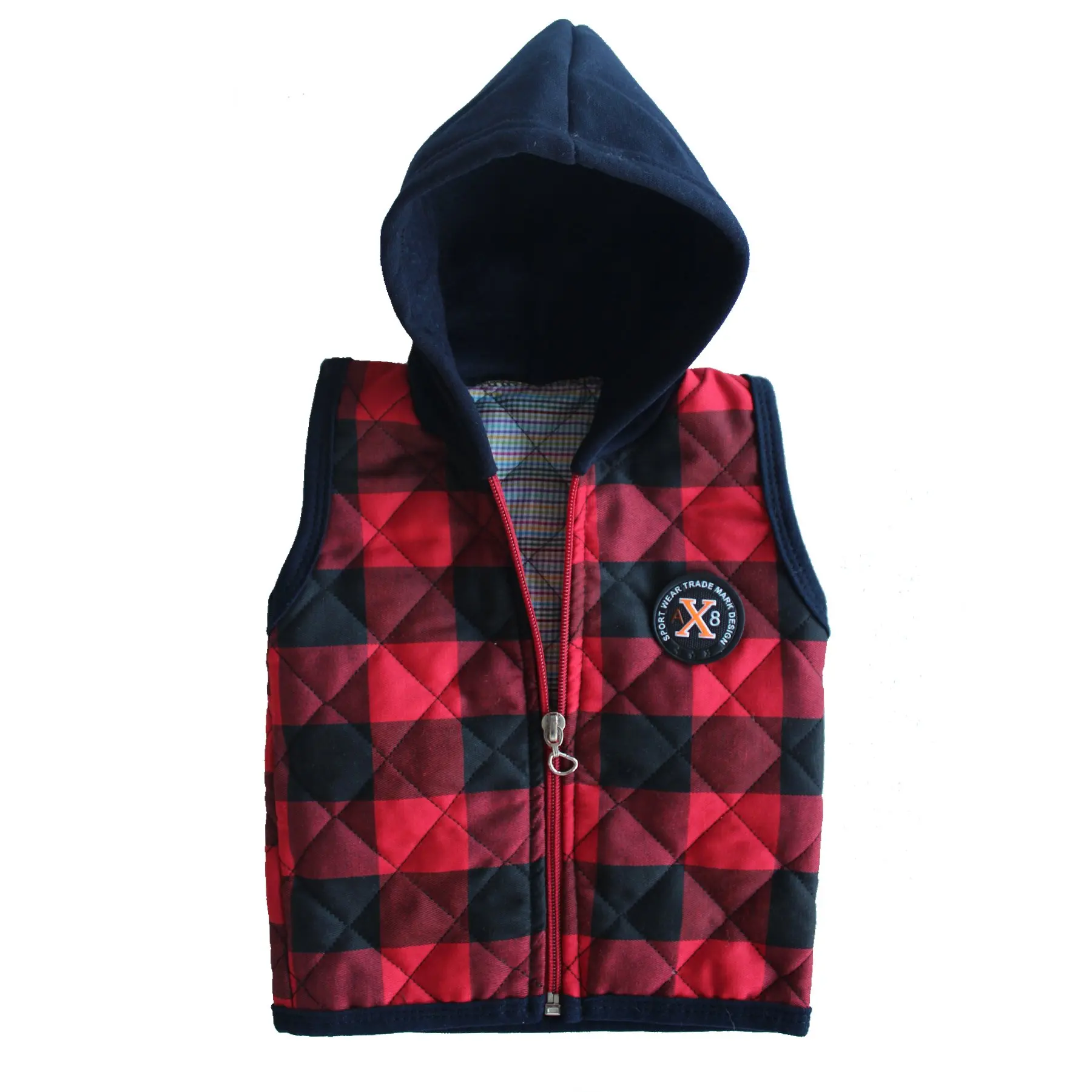 

Клетчатый красный кружевной жилет с капюшоном для маленьких мальчиков