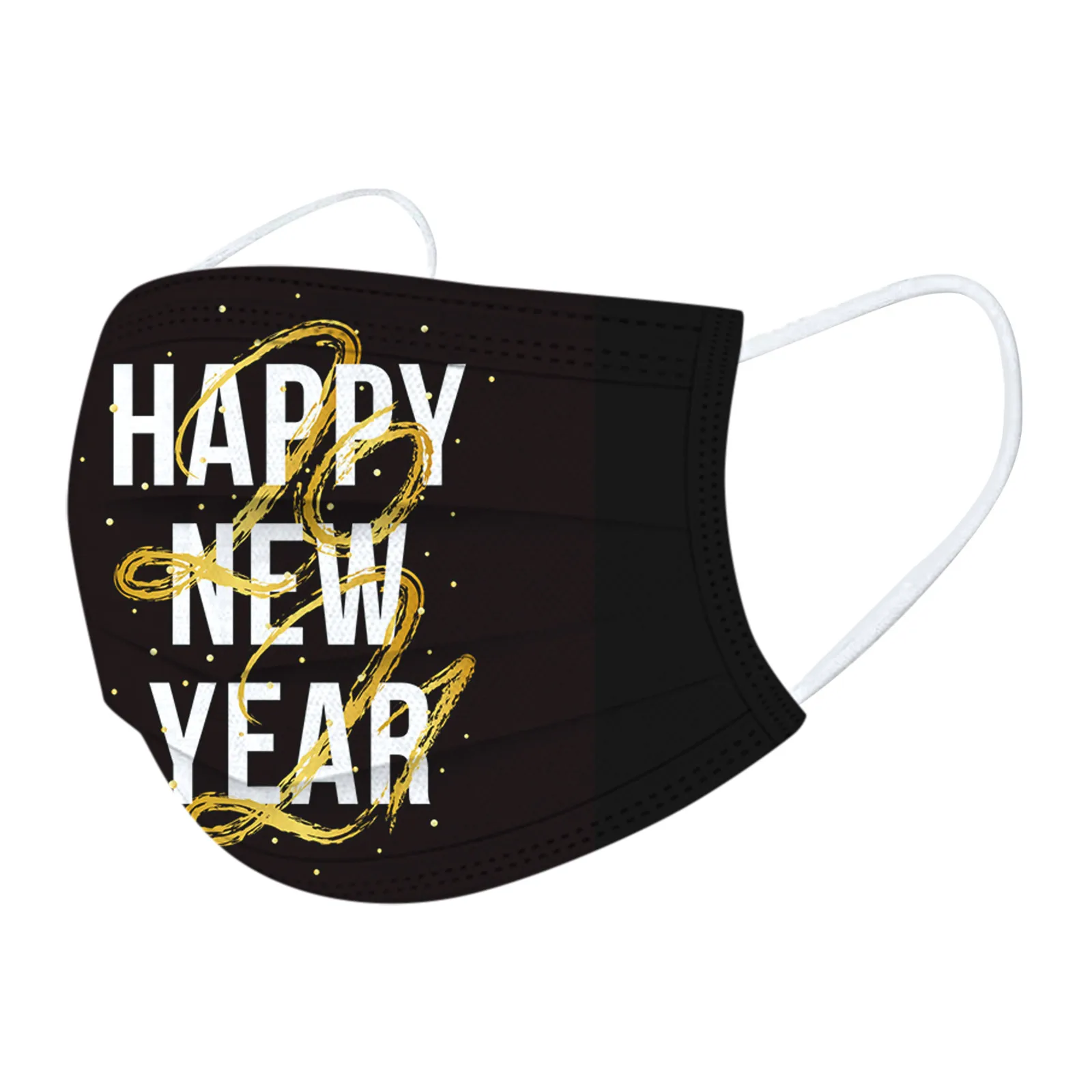 

50pcs Mascarillas Adult New Year 2021 Face Mask Printing Disposable Face Mask Mascarillas 3ply Non-woven Masque jetables