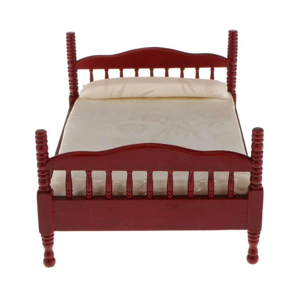 

4 Pieces 1:12 Scale Dollhouse Mini Furniture Set - for Doll House Bedroom Decoration - Rose Wood