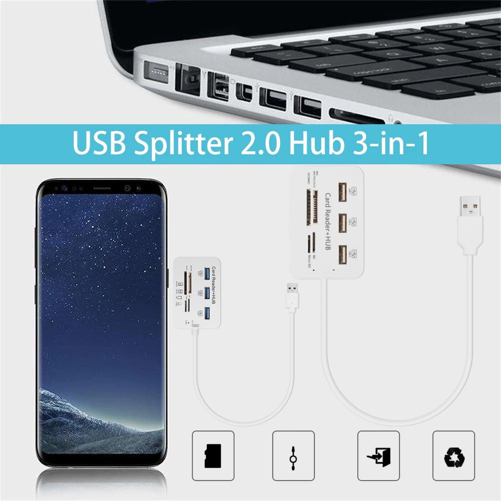 Новый Алюминий 3 Порты и разъёмы USB 0 хаб MS SD M2 TF мульти в 1 слот для карт памяти