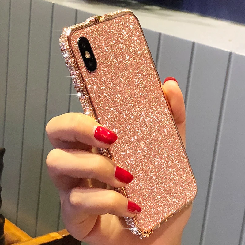 Бампер со стразами для iphone 11 pro max 10 чехол Apple XR xs x 6 6s 8 7 plus блестящий металлический