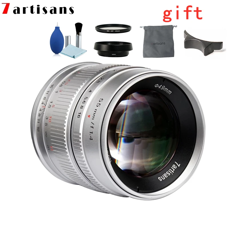 Объектив для микрокамеры 7artisans 55 мм F1.4 с большой диафрагмой и ручной фокусировкой