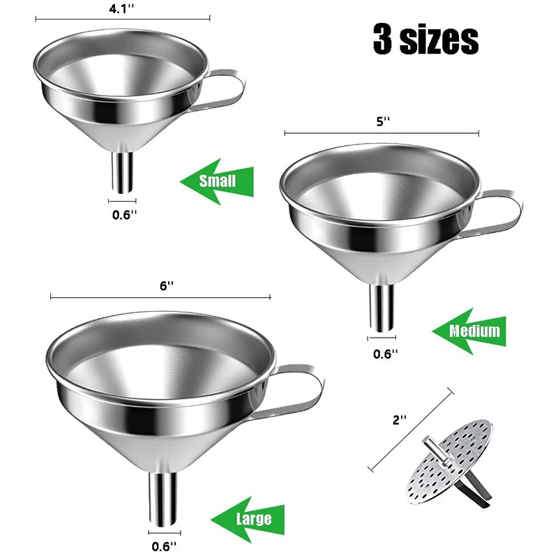 Большие воронки из нержавеющей стали для кухни с 3 съемными фильтрами