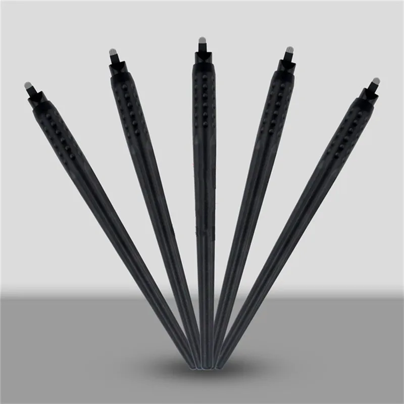 5pcs Professional Permanent Makeup Black Disposable Microblading Pens Hand Tools 0.18mm 18u Pins Needles Embroidery Blades - купить по