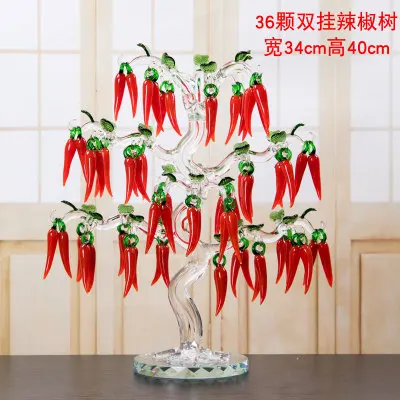 36pcs Doulbe-hang Кристалл творческий день Чили дерево красные огненные украшения винный шкаф гостиная Свадебные украшения домашний декор стола - Цвет: 36pcs Doulbe-hang