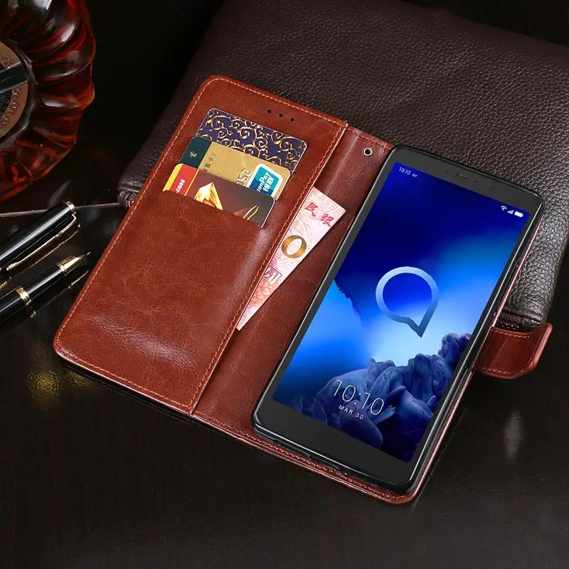 Чехол книжка для Alcatel 1V деловой кожаный чехол бумажник телефона 2019 5001D чехлы