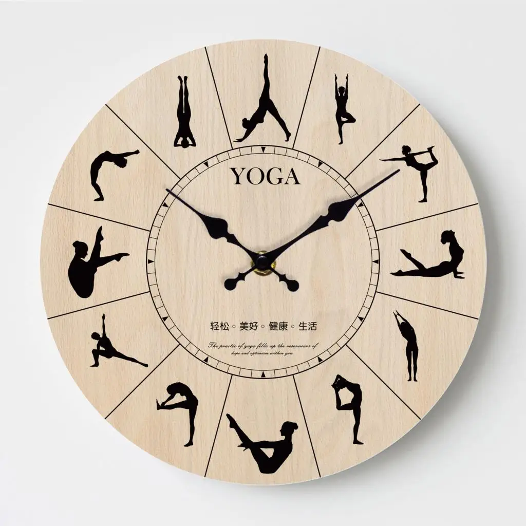 White Wall Clock Wood Metal Silent Yoga Classroom Dance Gym Living Room Promotion | Дом и сад