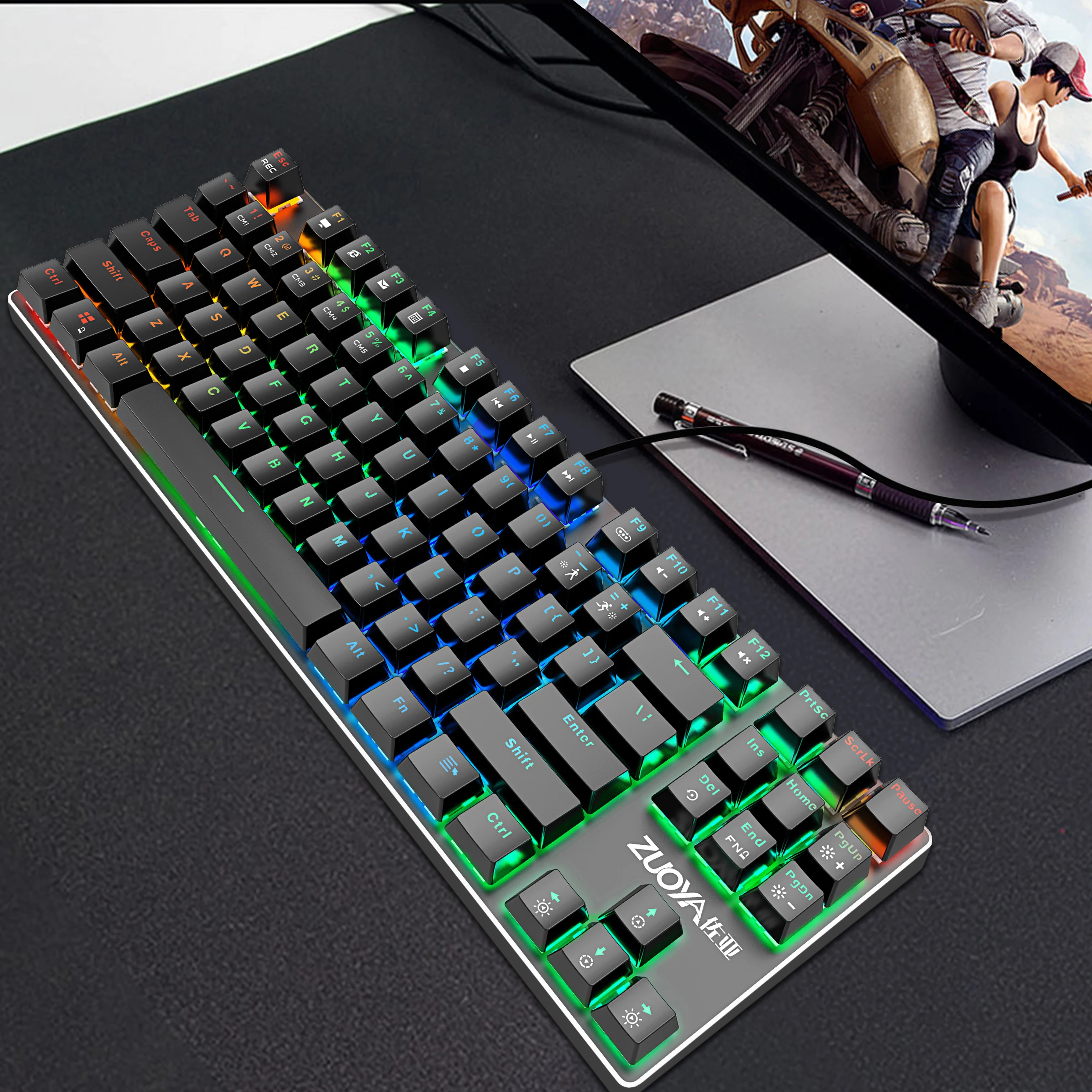 

Gaming Mechanical Keyboard 87 keys MIX/RGB Backlight Game Wired keyboard Blue Red switch USB For Computer Laptop English/Russian