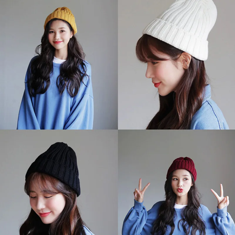 

CANZE Women Autumn Winter Woolen Hat Korean Knitted Casual Sweet and Cute Knitted Hat