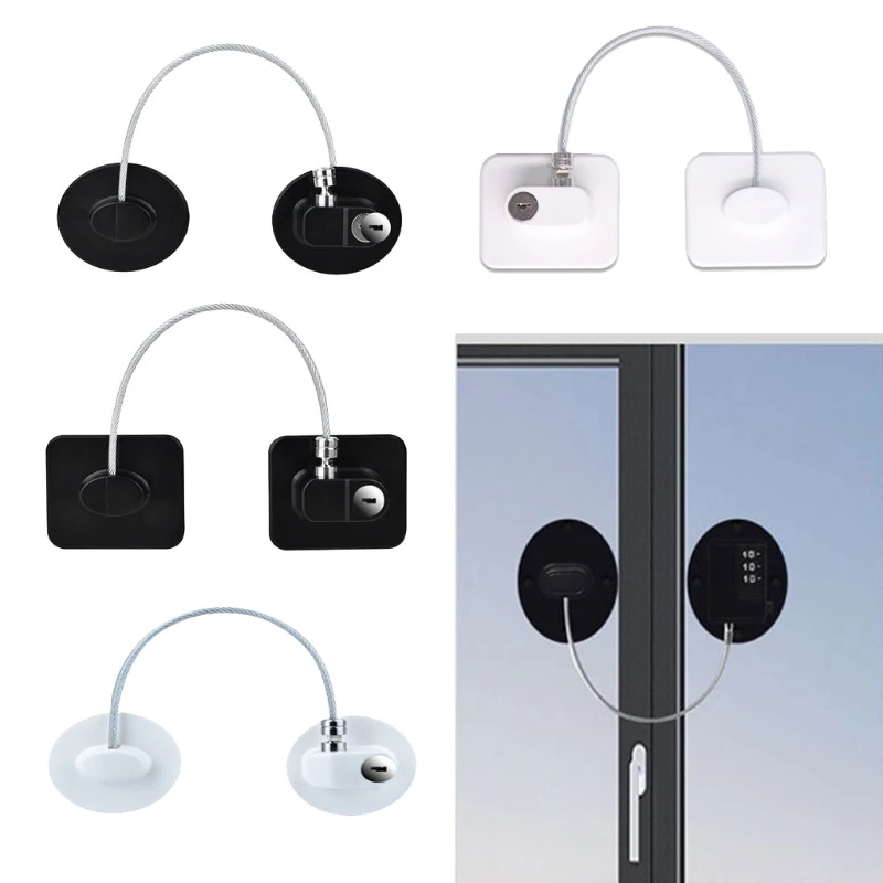 Ventana de bloqueo de seguridad para ni&ntilde;os, l&iacute;mite de bloqueo de puerta de refrigerador de seguridad para ni&ntilde;os con dispositivo Protector de llave adhesivo-4