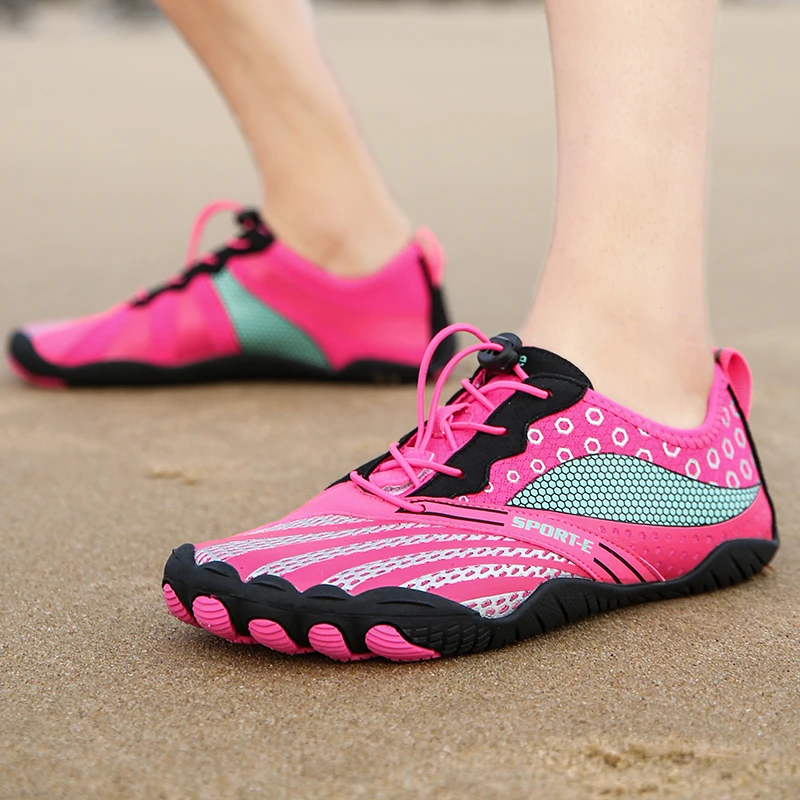 

Unisex Summer Elastic Band Five Fingers Wading Shoes Women Indoor Barefoot Fitness Sneakers Men Soft Lace-up Quick Dry Aqua Shoe