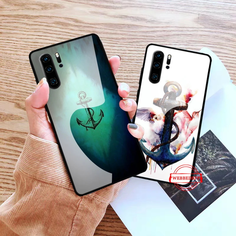 

Nautical Tattoo Glass Case for Huawei P10 lite P20 Pro P30 P Smart honor 7A 8X 9 10 Y6 Mate 20
