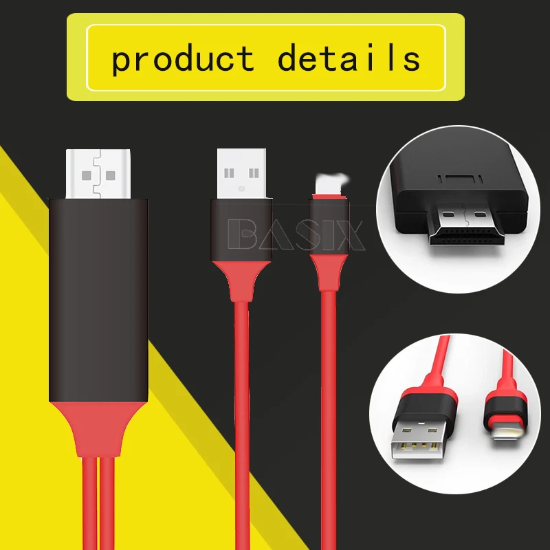 HDMI-совместимый кабель для Apple IPhone X 8 Plus 7 6 6s 5 5s 5S осветительного кабеля адаптер HDTV TV