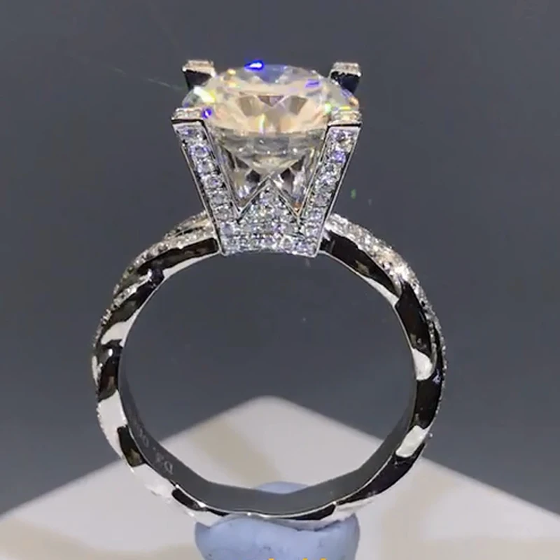 2 карат 18K Белое Золото Moissanite бриллиантовое кольцо W Cross Intersect роскошное Женское