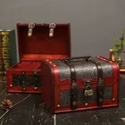 Деревянная коробка в стиле ретро, коробка для хранения с античной отделкой, для хранения ювелирных изделий для макияжа, креативное настольное украшение, аксессуары для украшения дома