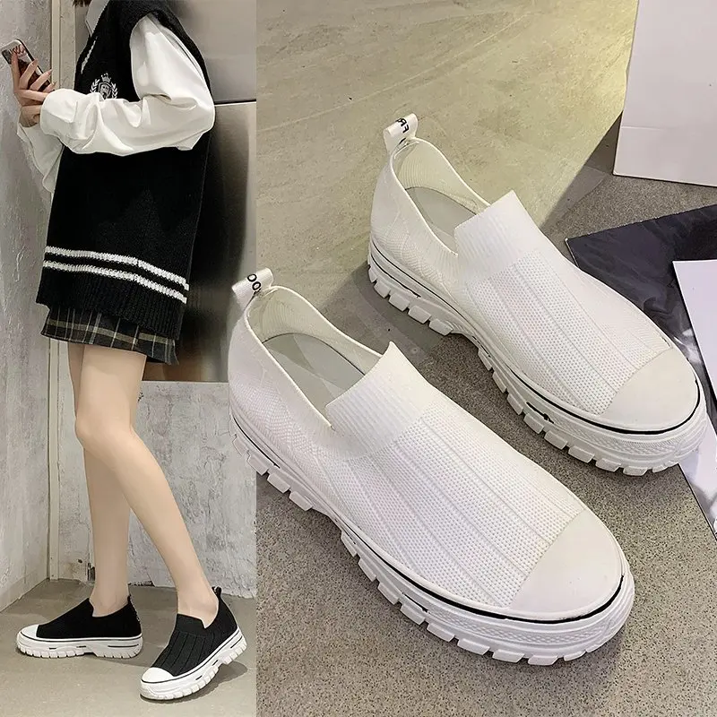 

Women's Shoes Fashion Vulcanize Shoes White Black Platform Sneakers Woman College Girls Comfy Walking Sneaker Ladies Shoes