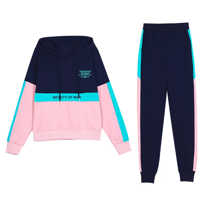 

Mixed Color Women Tracksuit 2 Piece Set Sportsuit Casual Letter Print Hooded Sweatshirt + Pants Suit Two Piece Outfits
