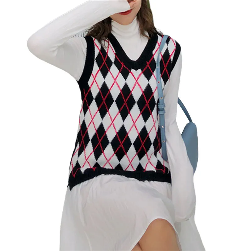 

Diamond Fashion Knitted Vest Women's Casual Korean Style Pullover Elastic Sweater Spring And Autumn Sleeveless V-neck Vest