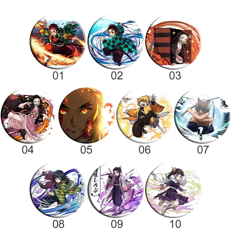 

Anime Demon Slayer Badge Kimetsu No Yaiba Kamado Tanjirou Pins Backpacks Decoration Brooches Cosplay Prop Accessories