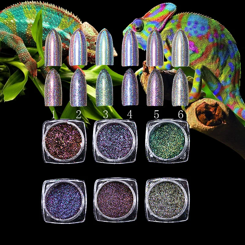 

1Box Laser Chameleon Aurora Nail Glitter Dipping Powder Manicure Shiny Magic Mirror Powder Gel Polish Nail Art Decorations Tools