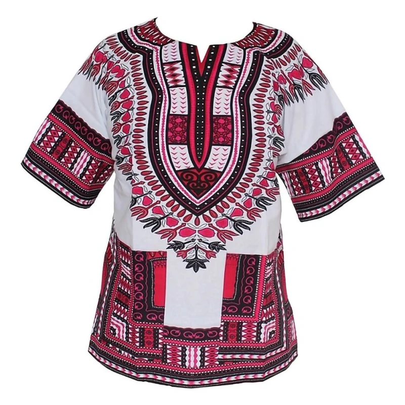 Мусульманская хлопковая футболка африканская одежда Дашики мужская с принтом