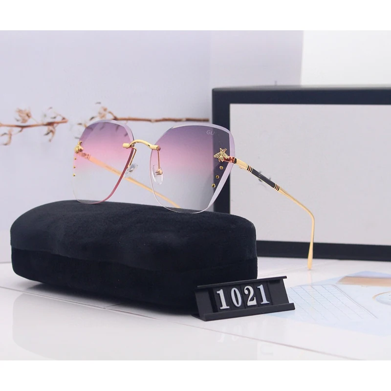 2020 luxury bee Fashion for women Sunglasses Men Square Frameless Brand Design Sun Glasses Gradient lenses Oculos Retro UV400 | Аксессуары