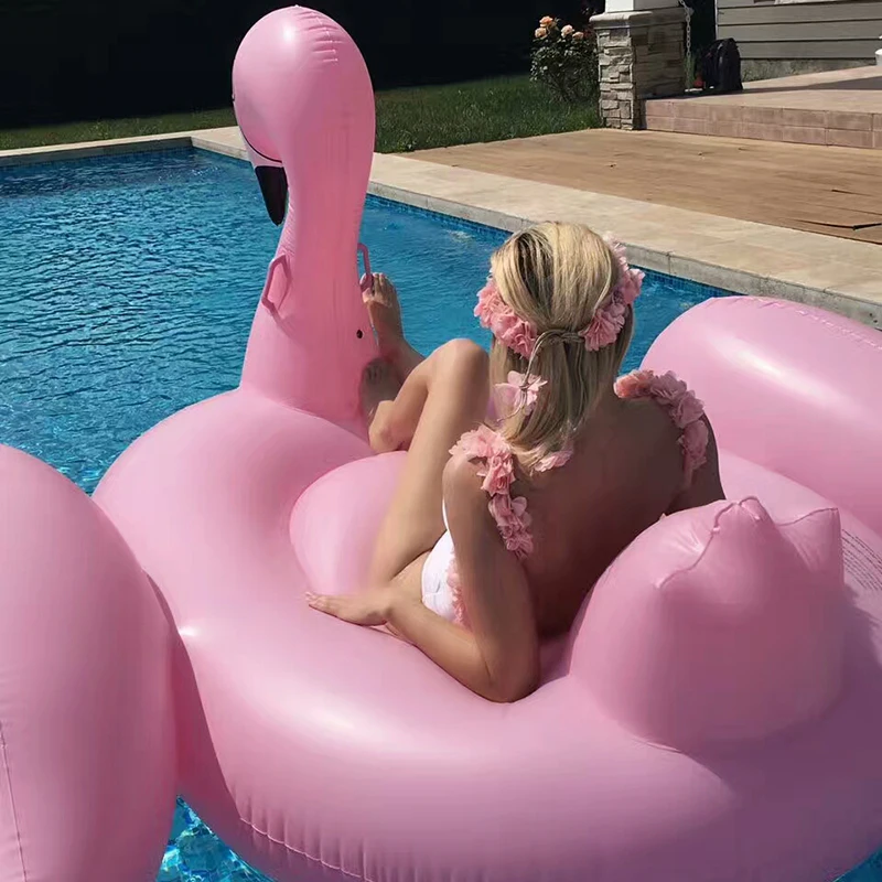 60 Inch Giant Inflatable Flamingo Pool Float Pink Ride-On Swimming Ring Adults Children Water Holiday Party Toys Piscina