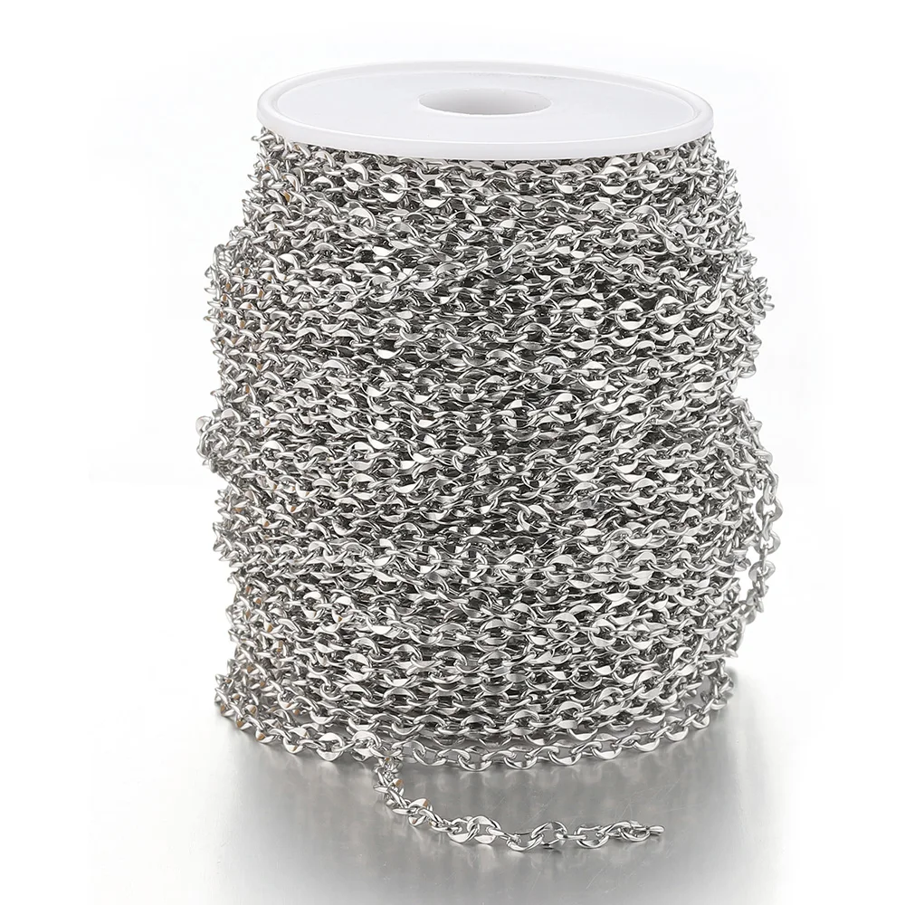 

1meter 4.5mm Stainless Steel Flat Link Cross Chains Bulk Gold Color Necklace for Jewelry Chain Making Bracelet DIY Accessories