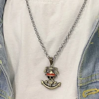 anime one piece metal necklace luffy ace zoro logo pendant chains necklaces women men charm gifts jewelry collares