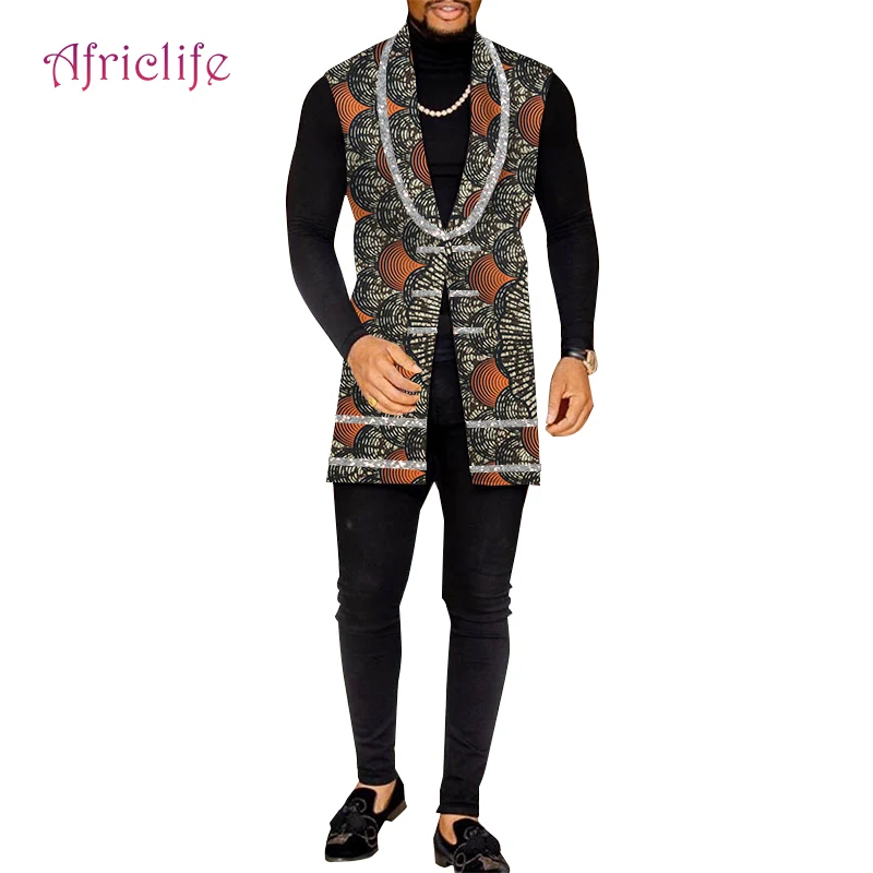 

New African Vest for gentleman Fashion Leisure Coat African Man Dashiki Batik Wax Printing Blazer Sleeveless Jacket Male WYN1622
