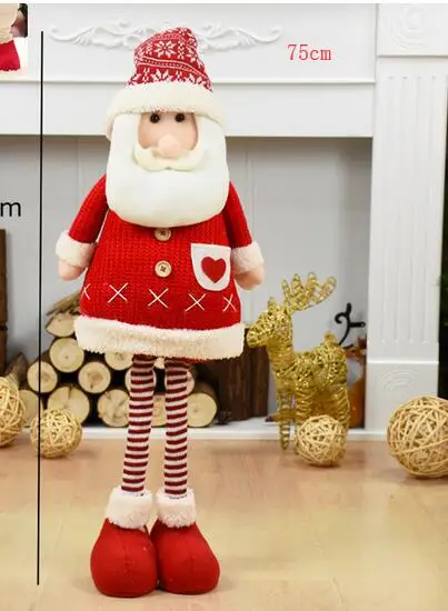 75cm Год 100cm Christmas Dolls Retractable Santa Claus Snowman Elk Toys Figurines Christmas Gift Tree Ornament - Цвет: 75cm
