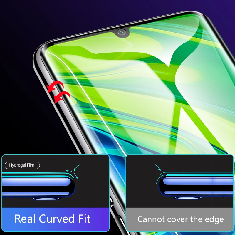100D Curved Soft Film For Xiaomi Mi Note 10 CC9 Pro Global Screen Protector for 6.47 &quot Full Cover Hydrogel | Мобильные телефоны
