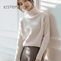 thickened sweaters for women 2021 winter loose turtleneck pullovers warm plush solid twist knit shirts knitted womens tops